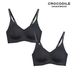 [크로커다일 언더웨어][크로커다일] 소프트 쿨인견 쉘론 볼륨핏 패드일체 후크형 브라2종 블랙 CDWBR5N22_