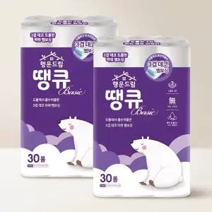 행운드림 화장지 베이직 땡큐 3겹 30롤 2팩