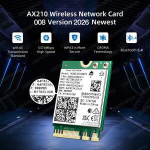 WiFi 6E AX210NGW 무선 카드 M.2 NGFF 5400Mbps 블루투스 5.4 트라이 밴드 6GHz PC 데스크탑 노트북용 Win