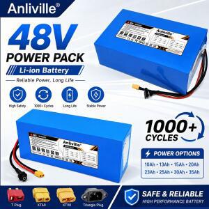 48V 10Ah 35A 리튬 배터리 팩 18650 13S 1500W BMS 포함 전기 바이크 오토바이 스쿠터용 대용량