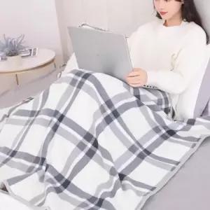 담요 극세사 망토 무릎 블랭킷 똑딱이 버튼 체크 후드