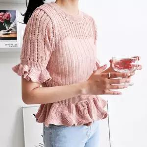 여성 여자 여름 반팔 니트 포인트 패턴 데일리 러블리 컬러 시스루 직장인 학생 패션 상의