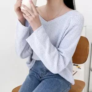여성 여자 브이넥 긴팔 니트 봄 여름 데일리 패션 상의 캐주얼 러블리 직장인 학생 루즈핏 신축성 브이