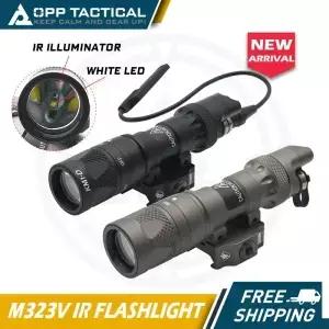 전술 M323V IR 손전등 500 루멘 백색 LED 조명 및 적외선 출력 사냥 스카우트 원격 스위치 QD 마운트
