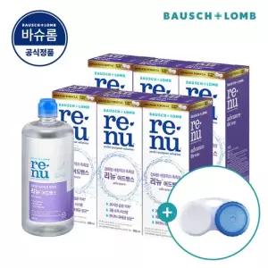 바슈롬 리뉴 어드밴스 500ml x 6개 소프트 렌즈 세척액 +렌즈 케이스)