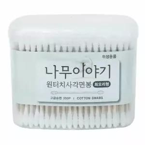 [제이큐]나무이야기 원터치 사각면봉 350p 회오리형 대용량면봉 수정화장면
