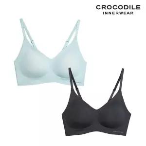 크로커다일 [크로커다일] 소프트 쿨인견 쉘론 패드분리 후크형 브라2종 레트로블루 블랙 CDWBR5N1920