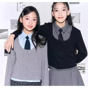 [더데이걸]셔츠 레이어드 넥타이 가디건 티 TGKA26W04 모다남양주점_GN