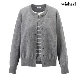 라운드 단가라 레이어드 가디건 니트 WIDANT002 1412339