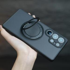 360 ° 회전 스탠드 충격 방지 무광 투명 자석 휴대폰 케이스  S25 S23 S24 울트라 플러스 FE 엣지용 맥세