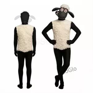 농부의 생물들 귀여운 검은 얼굴 양 코스프레 의상 할로윈 파티 과학자 변장 점프수트