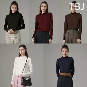 [TBJ]여성 기모 모크넥 티셔츠 5종