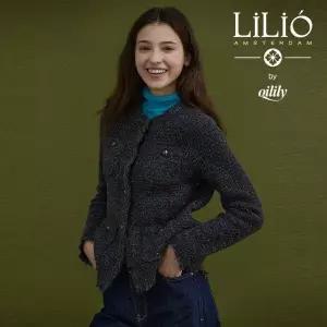 릴리오 by 오일릴리 26FW 에센셜 시퀸 니트 트위드 자켓 428564