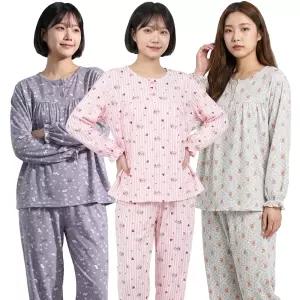 양기모 캐릭터 라운드 세트 여성 기모 수면 잠옷 여자 파자마 홈웨어 상하의