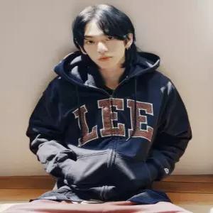 리 LEE 컬 지 로고 후드 집업 네이비