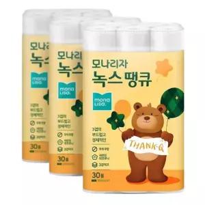 모나리자 녹스 땡큐 화장지 3겹 30m 30롤 3팩