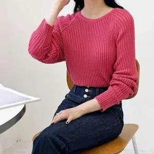 데일리 여성 니트 가을 봄 여자 골지 라운드 니트티 가을 여성 여자 라운드넥 봄니트 골지 티셔츠 니트티