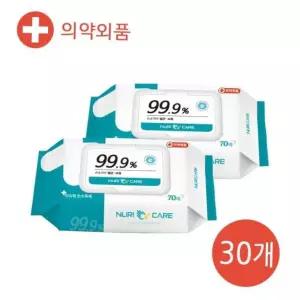 세정살균티슈 의약외품 누리케어 손소독물티슈 소독티슈 70매 30개