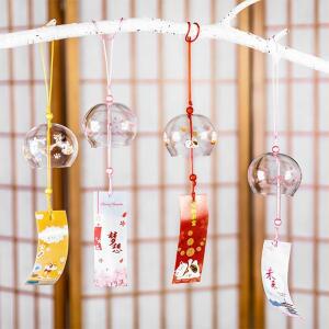 바람 종소리 일본 수제 유리 Furin 홈 장식 스파 주방 사무실 사쿠라 벚꽃 패턴
