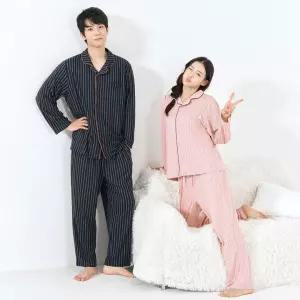 [애니바디]공용 피치기모 9부 파자마세트_멀티스트라이프 ANJS26W42