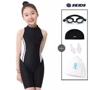 스키즈 여아 615OSET X자형 지퍼 반전신수영복 5종세트 주니어