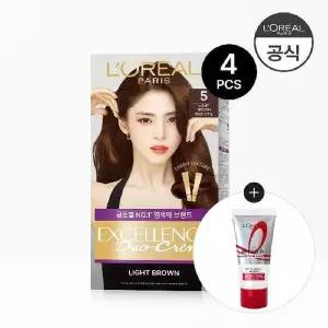 [로레알파리][나눠쓰는 새치염색] 로레알파리 엑셀랑스 듀오 크림 4개 [증정]데일리 손상 헤어팩 50ml