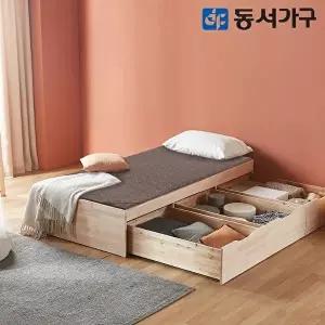 [동서가구][착불] 토리 편백나무 대용량 서랍형 무헤드 수납 황토숯 흙 침대 싱글 S DF642715