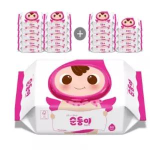 순둥이 베이직 물티슈 캡형 80매,20팩 대용량 아기물티슈