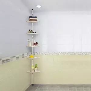 선반 욕실 코너 화장실 기둥식 무타공 5단 정리대 압축봉 스텐 기둥선반 욕실코너선반