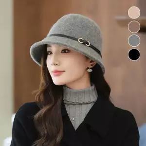 셀럽하우스 모던 면울 벨트장식 고퀄리티 벙거지 버킷햇 중년여성