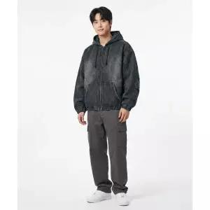 [10월 20일 배송] DIMITRI BLACK ASI 포시즌 에센셜 후드 집업_데님 빈티지 블랙