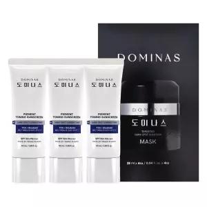 [도미나스]도미나스케어 톤업 트라넥삼산 선크림 40ml 3개+마스크팩 4매
