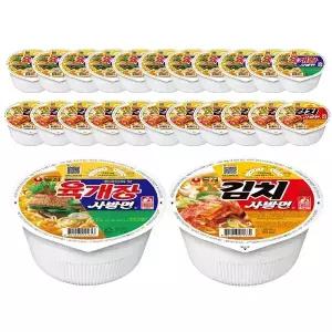 [T쇼페] 농심 육개장사발면, 86g, 12개 + 김치사발면 86g,12개