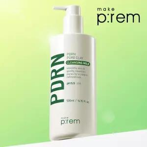[T쇼페] 메이크프렘 피디알엔(PDRN) 포어 클레이 클렌징 밀크 500ml (+폼40ml)