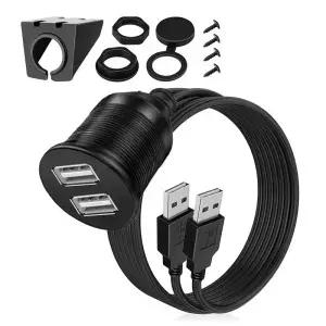 듀얼 USB-A 남성-여성 패널 매립형 연장 케이블 자동차 보트 오토바이 대시보드 방수 2.0/3.0 1M 데이터