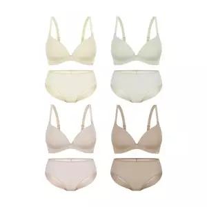 원더브라 Wonderbra 퓨징 볼륨 노와이어 브라팬티 8종세트 크림+그린+베이지+토프베이지 WBW6M11121348_T