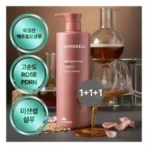 마이녹셀 [총3L]현대약품 독일산 맥주효모 로즈PDRN 탈모샴푸 1,000ML 3개 (정가 150,000원)