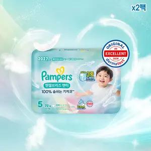 팸퍼스 NEW 엔젤브리즈 팬티형 기저귀 5단계 (12-17kg) 1박스, 총144매
