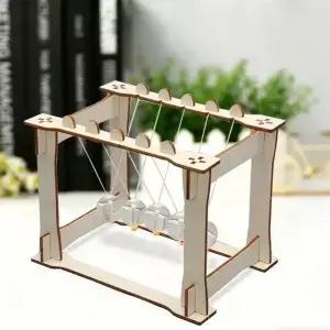 나무로 만든 뉴턴의 크래들 DIY 조립 물리 모델 STEM 과학 실험 키트 1세트 (가정 학습 교육용)