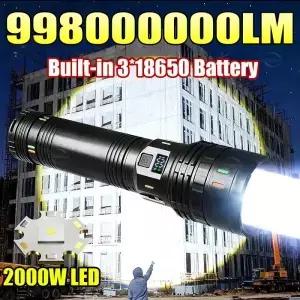 998000000LM 초강력 LED 손전등 새로운 2000W 토치 라이트 충전식 휴대용 램프 야외 낚시 랜턴