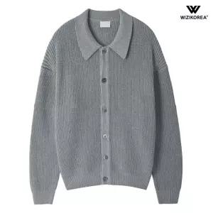 남자 골지 카라 니트 가디건 오버핏 봄 가을 루즈핏 니트 자켓 WI012G