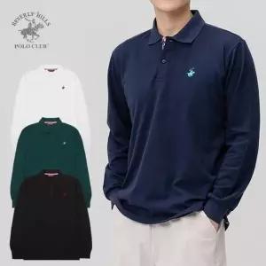 [비버리힐스폴로클럽]프리미엄 긴팔 카라티 자수 로고 피케 무지 골프 PK 카라넥 티셔츠 빅사이즈 115까지
