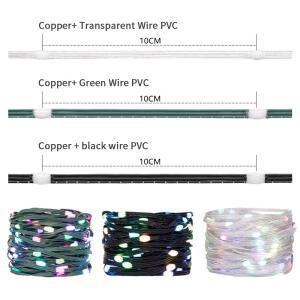 WS2812B RGB LED StringTransparent 녹색 검정색 와이어 주소 지정 가능 웨딩 갈 랜드 장식 크리스마스 조