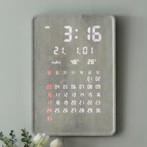 (Gift) 플라이토 그랜드 캘린더 대형 인테리어 LED 벽시계 35cm (요일 온습도)가정용 인테리어 LED벽시계