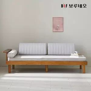 [보리보리/보루네오하우스]앳홈 젠느 원목 데이베드 소파베드 (프레임+매트+원형쿠션+등쿠션2개)