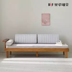 [보루네오하우스]앳홈 젠느 원목 데이베드 소파베드 (프레임+매트+원형쿠션+등쿠션2개)
