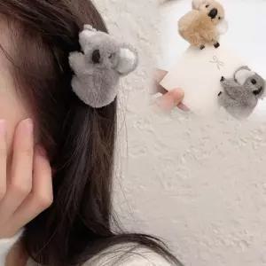 (다올)코알라 인형 헤어 집게 메탈 컬러 포니테일 반묶음 올림머리 핀