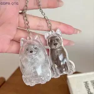 새로운 투명 애완동물 털 기념 캡슐 가방 펜던트 장식 기념품 수집 선물 귀여운 강아지 보관 키체인