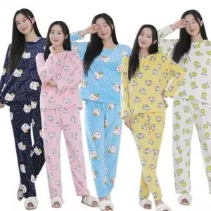 원단 여성 왕관 잠옷 스마일 따뜻한 수면 밍크잠옷 겨울 극세사 세트 신상 강아지 뉴