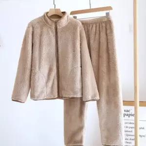 홈웨어 후리스잠옷 털 실내복 따뜻한 집업 겨울 여성 극세사  수면 바지